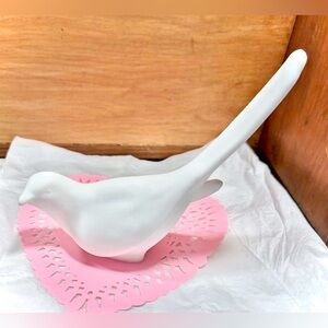 Fenton Bird Of Happiness Figurine White Satin Glass - RARE Color - 1970s Vintage